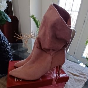 Rogue-Great Price! New Mauve/Pink suede-like Midi slouch 2.5 boots, Sz11..NWOT.